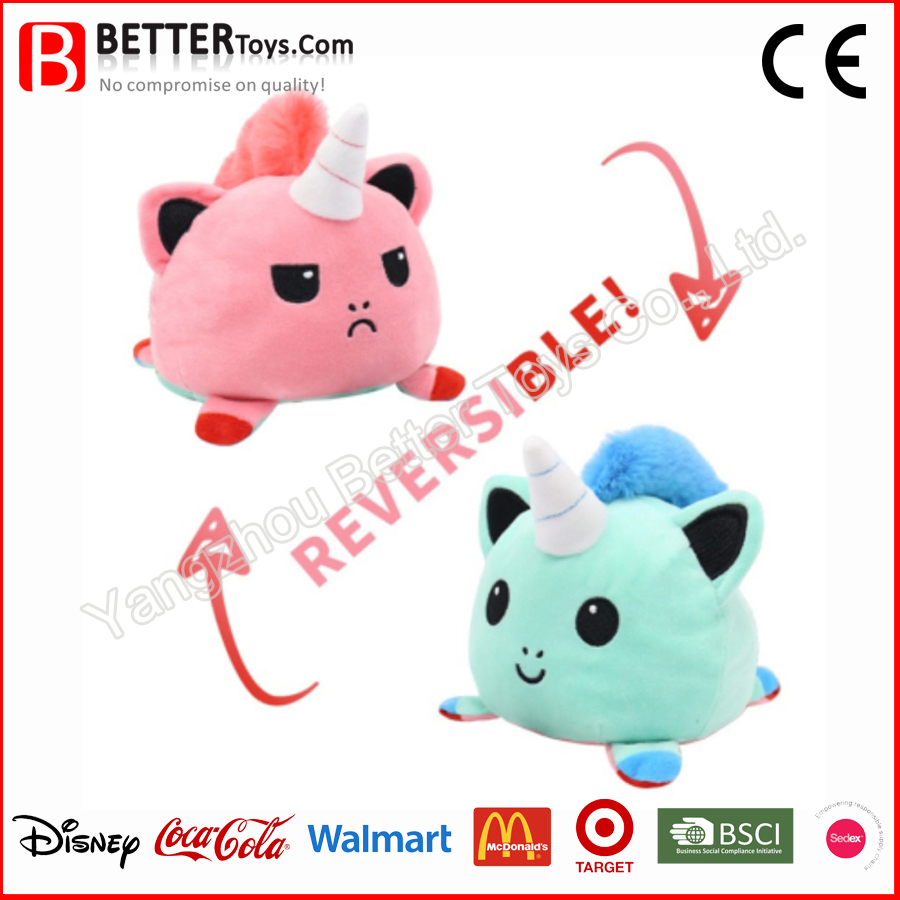 Juguete de peluche reversible de unicornio ASTM para niños, juguete suave para niños