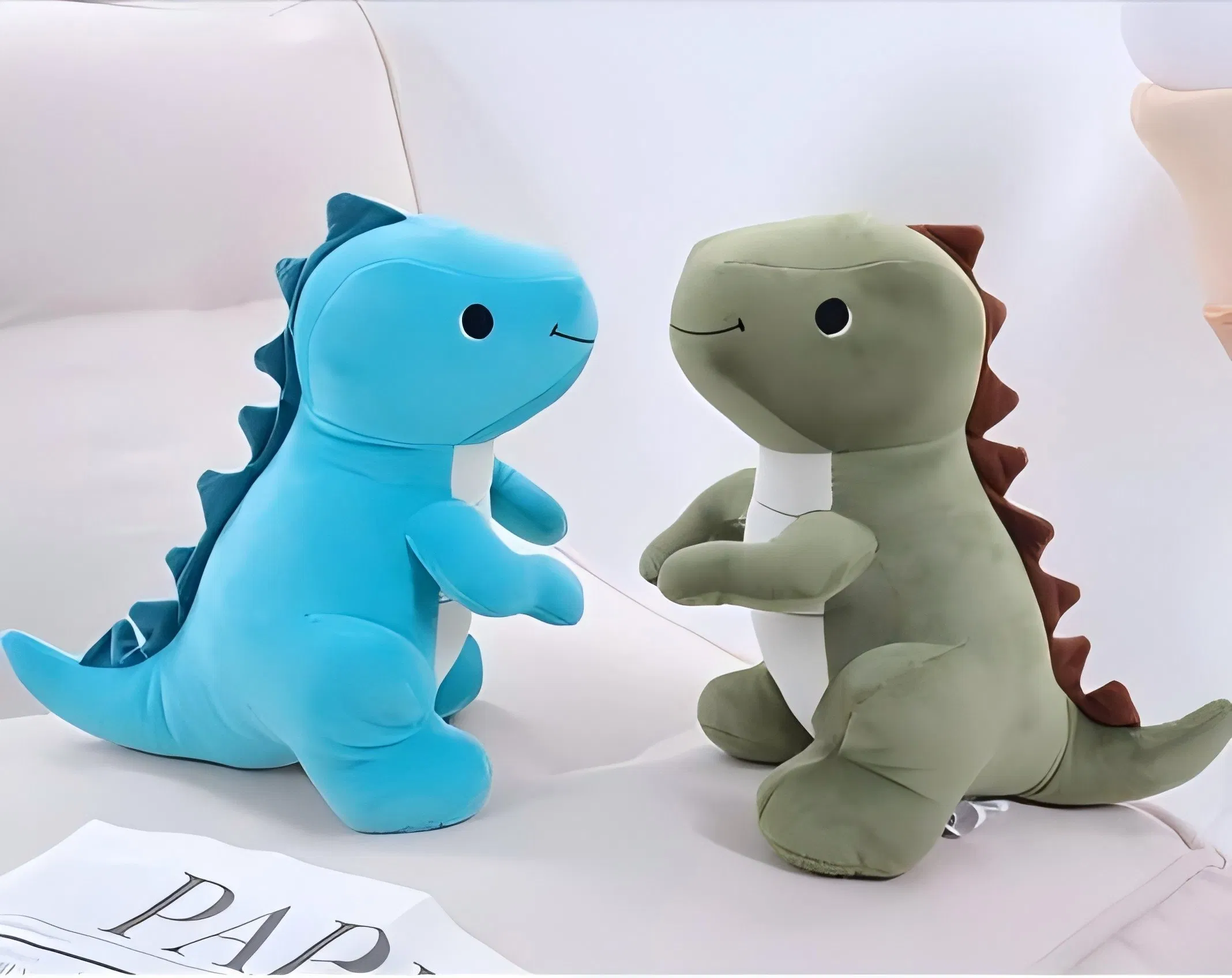 Juguetes de peluche de dinosaurio personalizados de tela elástica súper suave para bebés