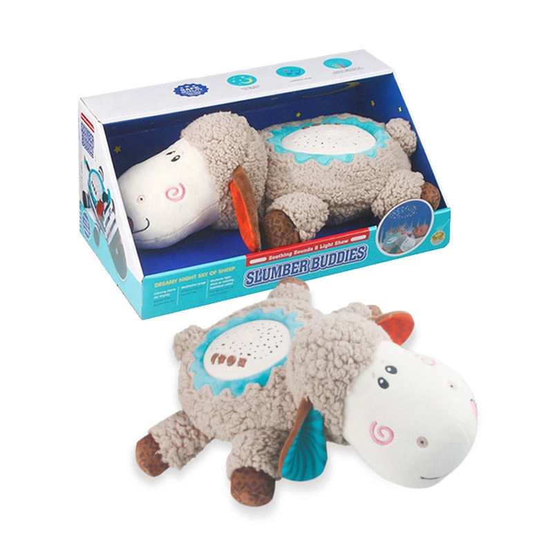 Juguetes para calmar bebés, muñeco de peluche ecológico, animal de confort, proyector de sueño con música para recién nacidos