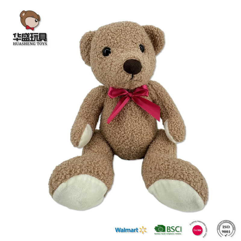 Juguetes de peluche orgánicos para bebés de animales de tela suave y peluda OEM ODM 25cm Oso de peluche lindo personalizado en negro y rosa para niños