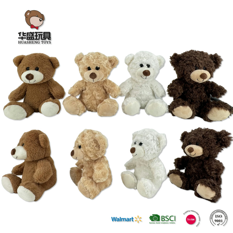 Fabricantes al por mayor de bajo MOQ 10 pulgadas de juguetes de felpa mini animales de peluche, osito de peluche blanco, marrón y gris para San Valentín con logo personalizado