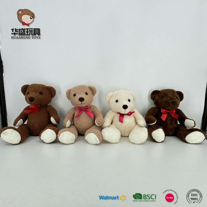 Juguetes de peluche orgánicos para bebés de animales de tela suave y peluda OEM ODM 25cm Oso de peluche lindo personalizado en negro y rosa para niños