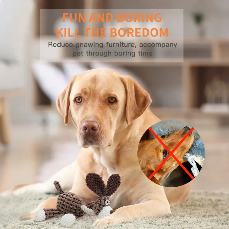 Juguete interactivo de peluche en forma de animal popular con sonido para masticar perros