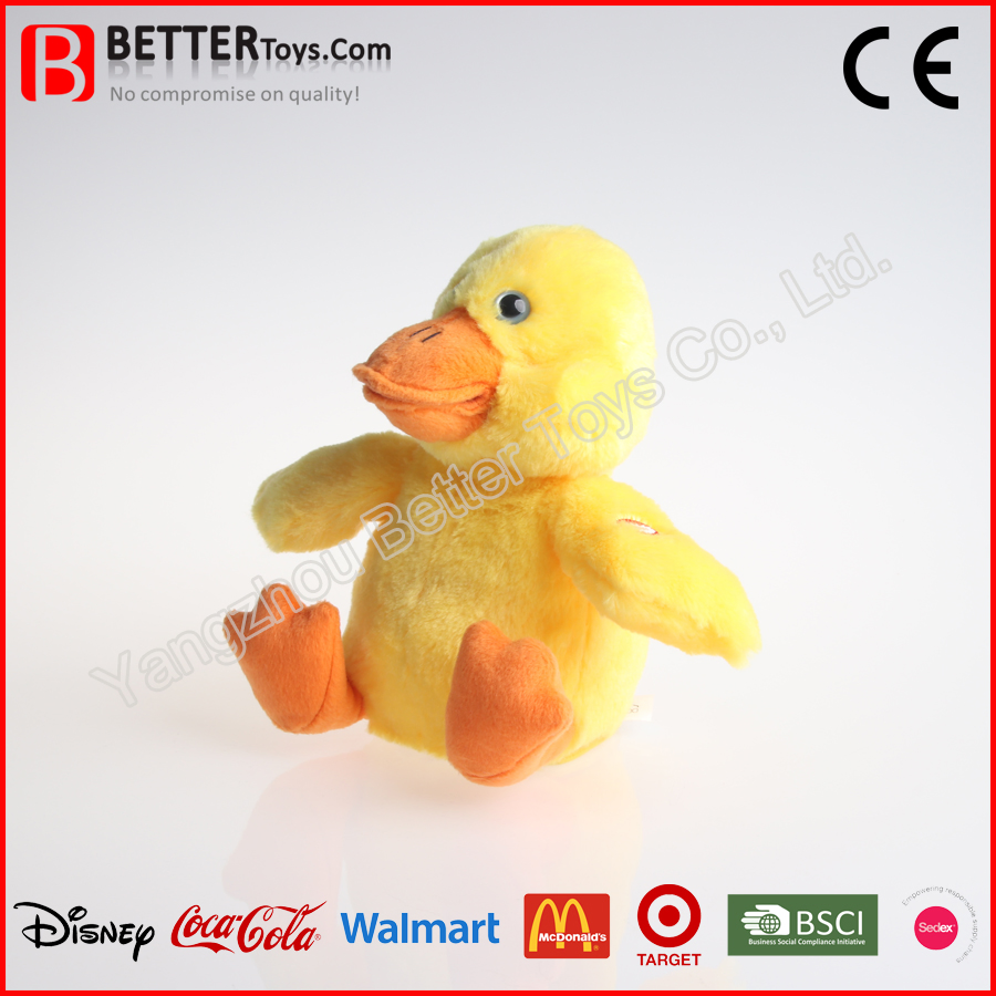 Pato de peluche amarillo musical eléctrico que canta, juguetes suaves eléctricos