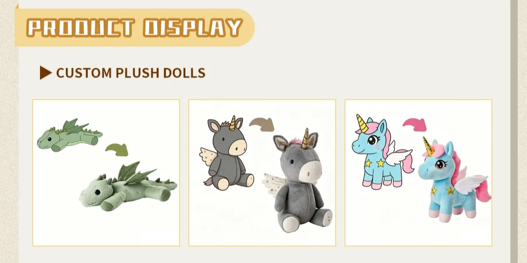 Bajo MOQ Juguetes de peluche personalizados de personajes de dibujos animados hechos a mano