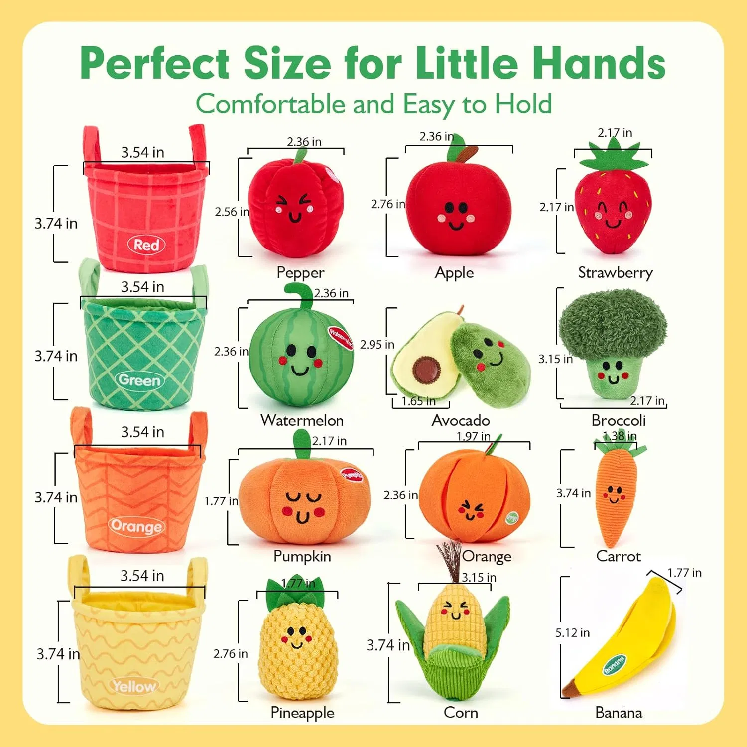 Juguetes de personajes de frutas y verduras de felpa adorables para niños
