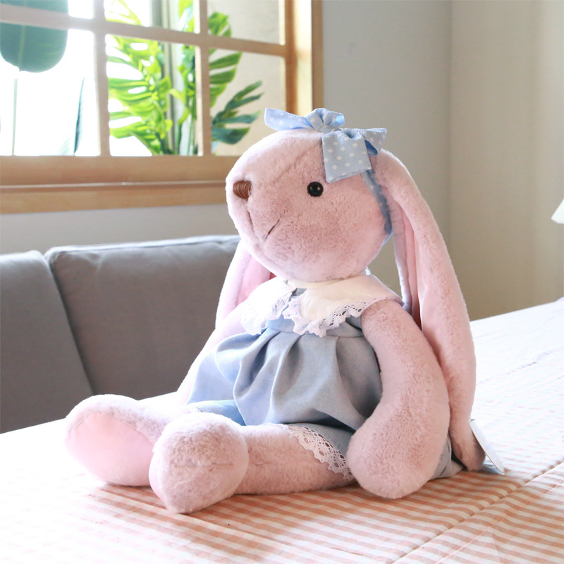 Conejo de peluche largo y suave en colores rosa, azul y verde, personalizado, juguetes para niños