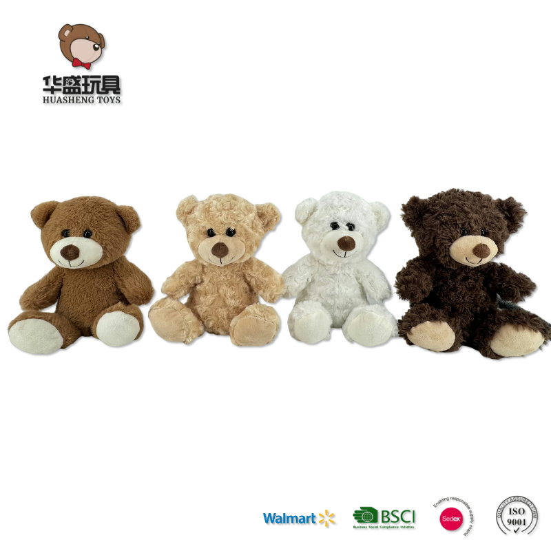 Fabricantes al por mayor de bajo MOQ 10 pulgadas de juguetes de felpa mini animales de peluche, osito de peluche blanco, marrón y gris para San Valentín con logo personalizado