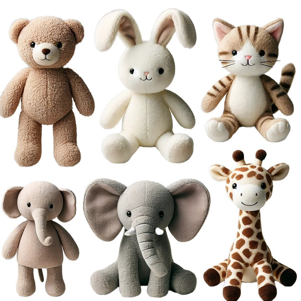 Buena venta de diseño moderno, diferentes y lindos juguetes de peluche suaves de animales para bebés