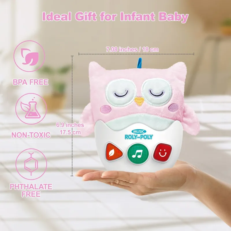 Juguete musical de búho de peluche sensorial Roly Poly para bebés