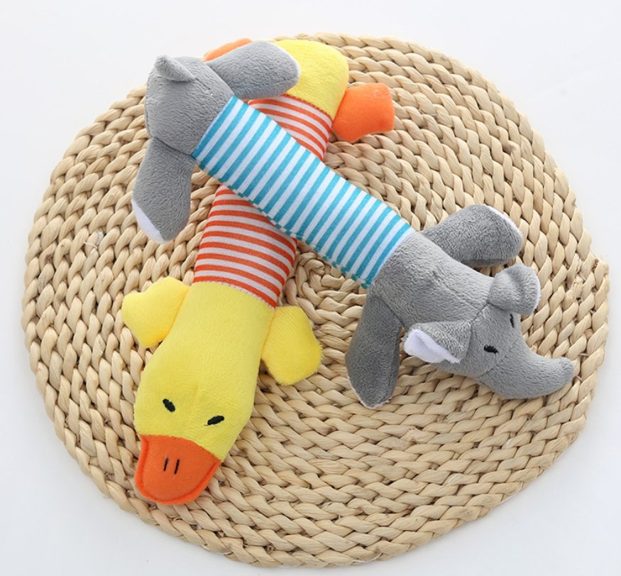 Juguetes de peluche interactivos de forma de animal con sonido para perros, masticables y chirriantes