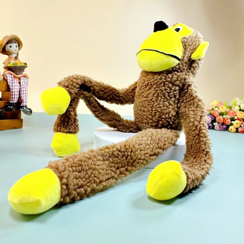 2025 Juguetes de mono de peluche divertidos y resistentes a las mordeduras, juguetes interactivos para perros que hacen ruido