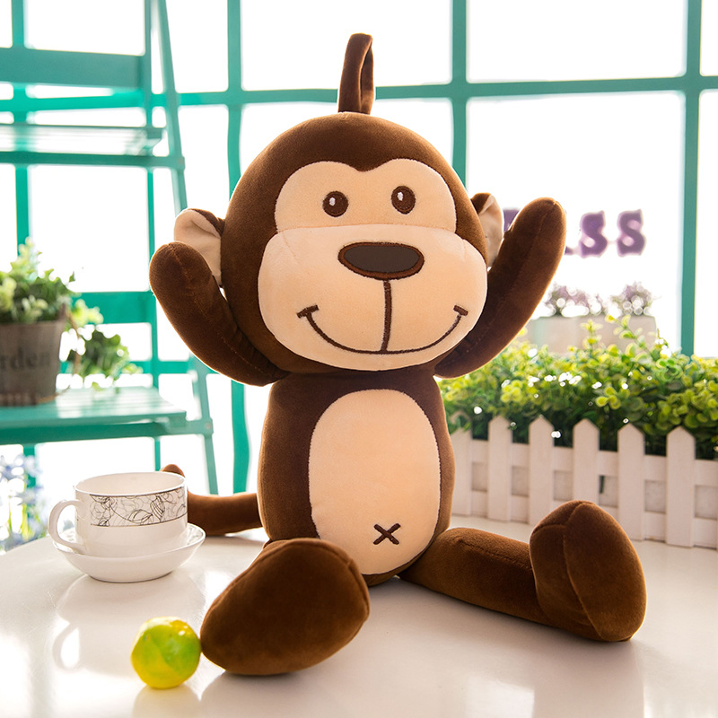Precio mayorista de peluches personalizados diseño a medida, muñecos de animales súper suaves, juguetes grandes y lindos, simulación de dibujos animados, peluche realista de mono, fábrica