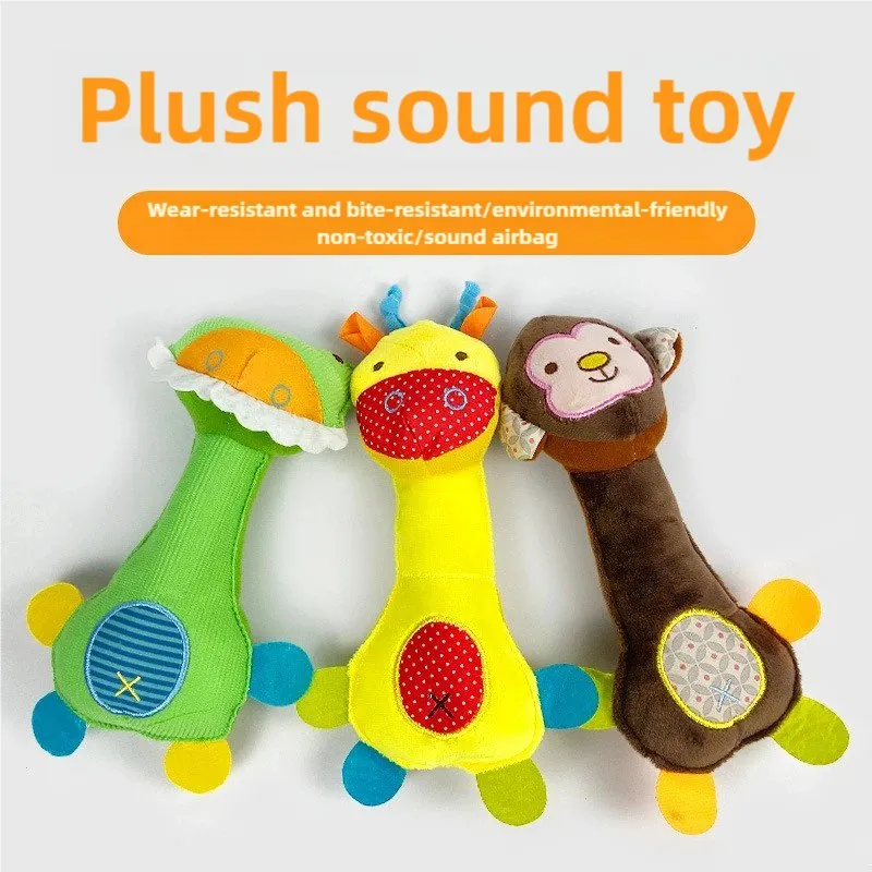 Juguetes para mascotas al por mayor, juguetes de peluche para perros, juguetes de gato de dibujos animados con sonido activado, juguetes educativos suaves y resistentes a mordidas