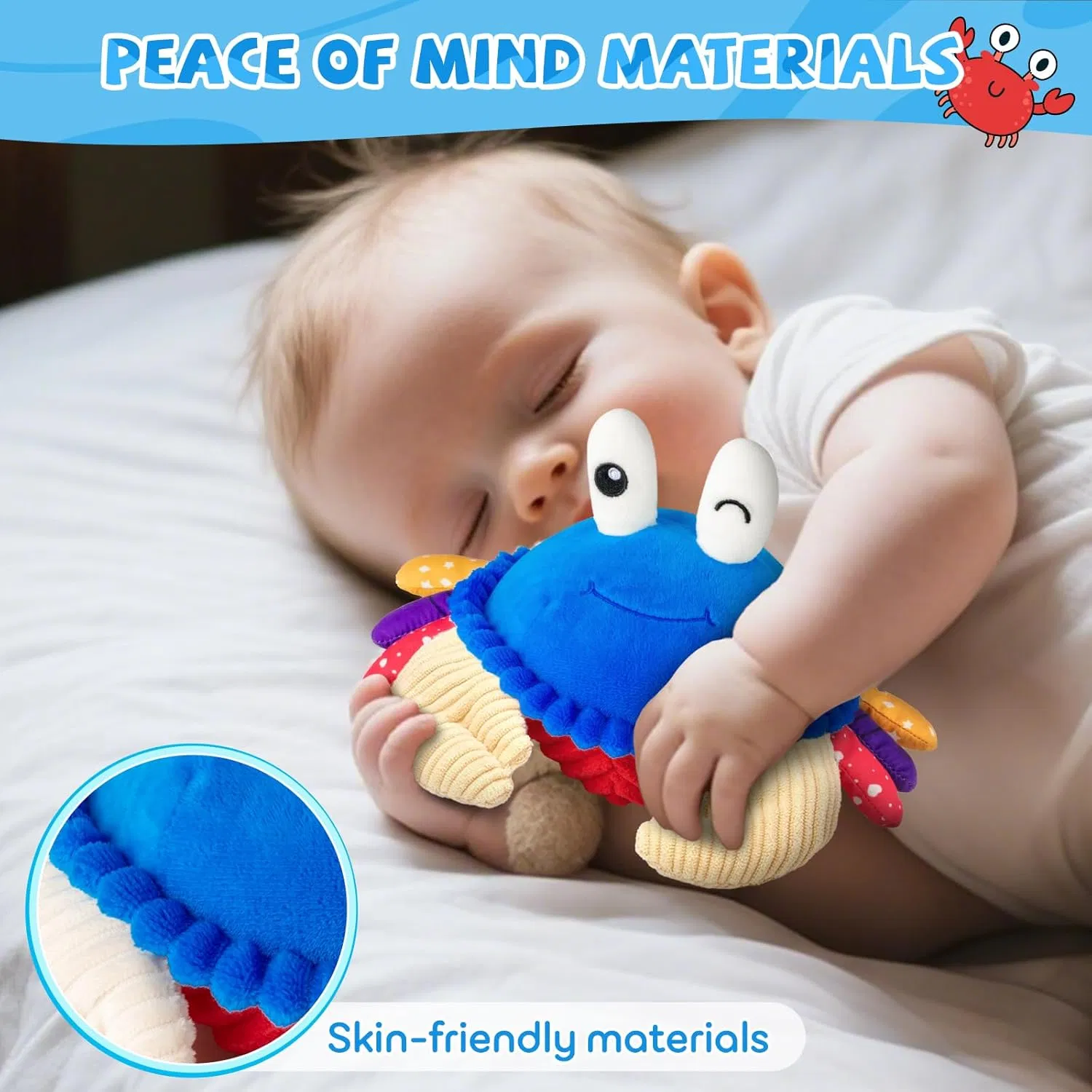 Juguetes para Bebés 6-12 Meses, Juguete de Cangrejo de Peluche Musical que Rueda - 40 Canciones y Función de Grabación, Juguete que Baila, Camina, Se Mueve y Rebota, Juguetes Sensoriales para Niños Pequeños