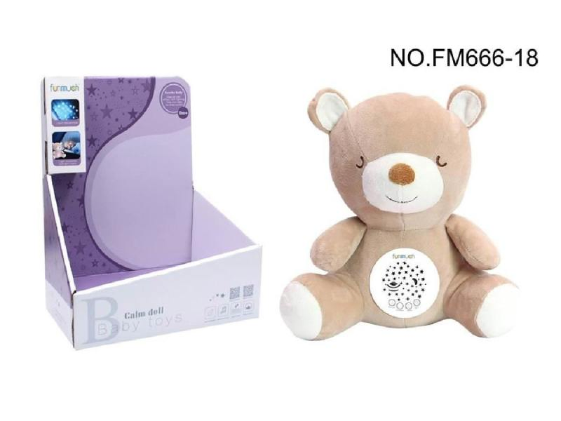Lindo Apaciguar Sueño Animal Peluche Musical Ruido Blanco Juguetes Calmantes OEM León Proyector Luz Nocturna Estrellada Juguetes para Baby Shower