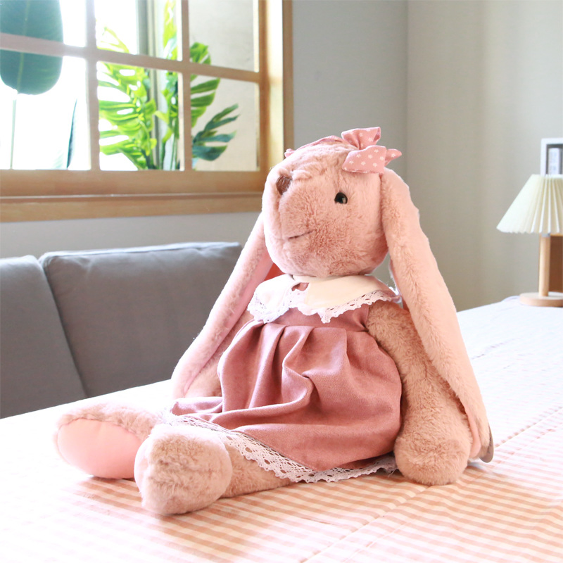 Conejo de peluche largo y suave en colores rosa, azul y verde, personalizado, juguetes para niños