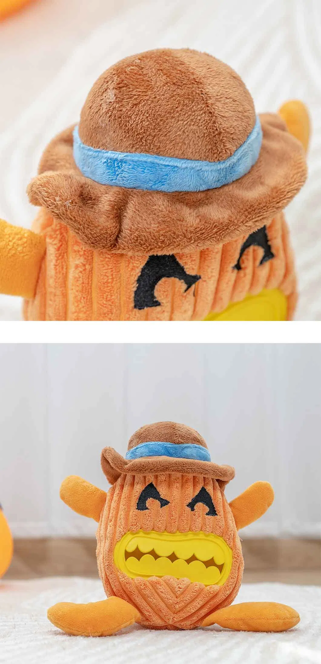 Juguete interactivo para perros de Halloween con diseño nuevo, elegante y divertido de calabaza de felpa con fuga de comida y TPR