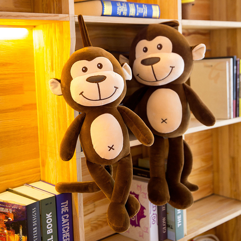 Precio mayorista de peluches personalizados diseño a medida, muñecos de animales súper suaves, juguetes grandes y lindos, simulación de dibujos animados, peluche realista de mono, fábrica