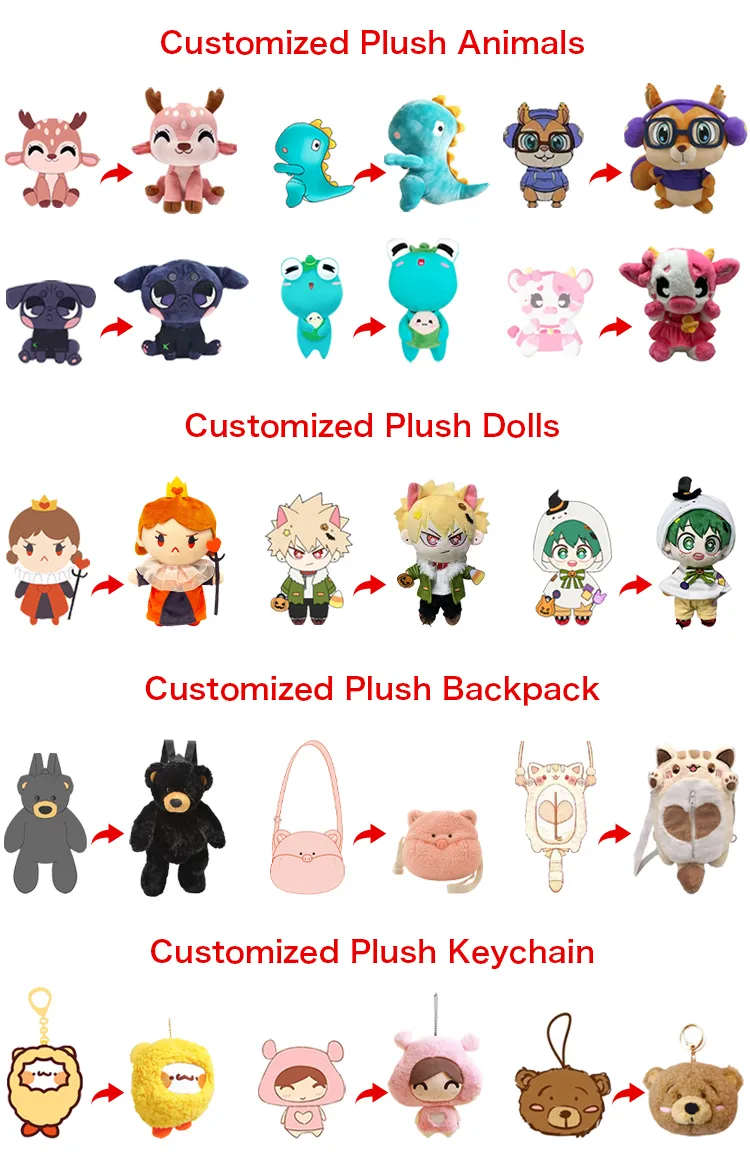 Juguete de peluche de dibujos animados a medida