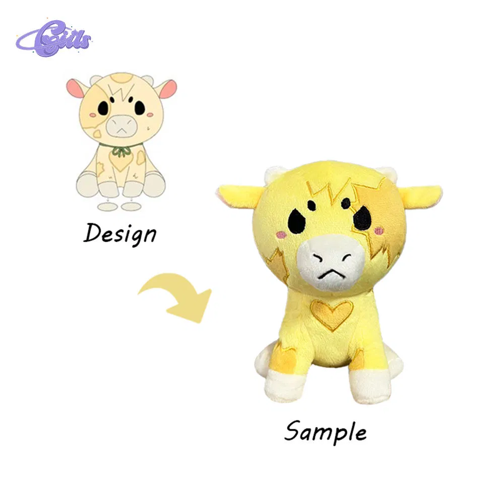 Tejidos ecológicos al por mayor, personalizado, lindo peluche de animal de peluche, vaca