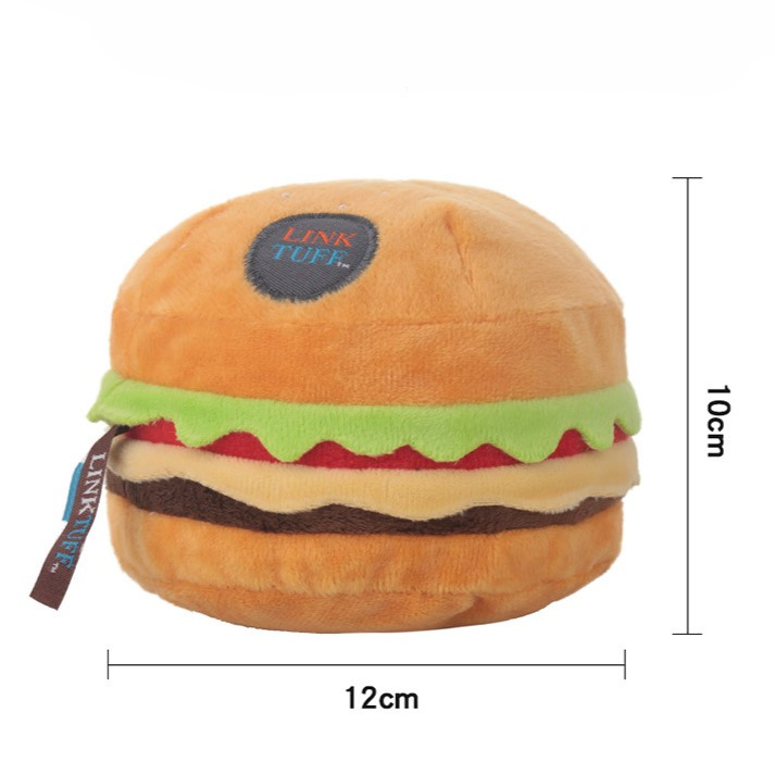 Juguete interactivo de peluche creativo para mascotas, hamburguesa de pollo frito, cubo familiar, juguete masticable y chirriante para perros