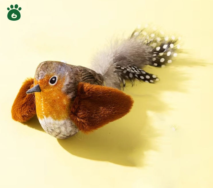 Juguete de pájaro de felpa que aletea para gatos, juguete interactivo para gatos