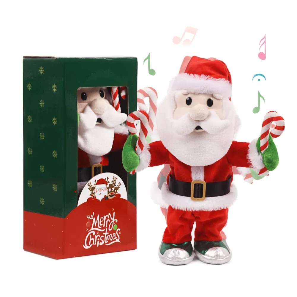 Navidad LED Papá Noel 14inches Animado Eléctrico de Peluche Juguetes Musicales de Regalo