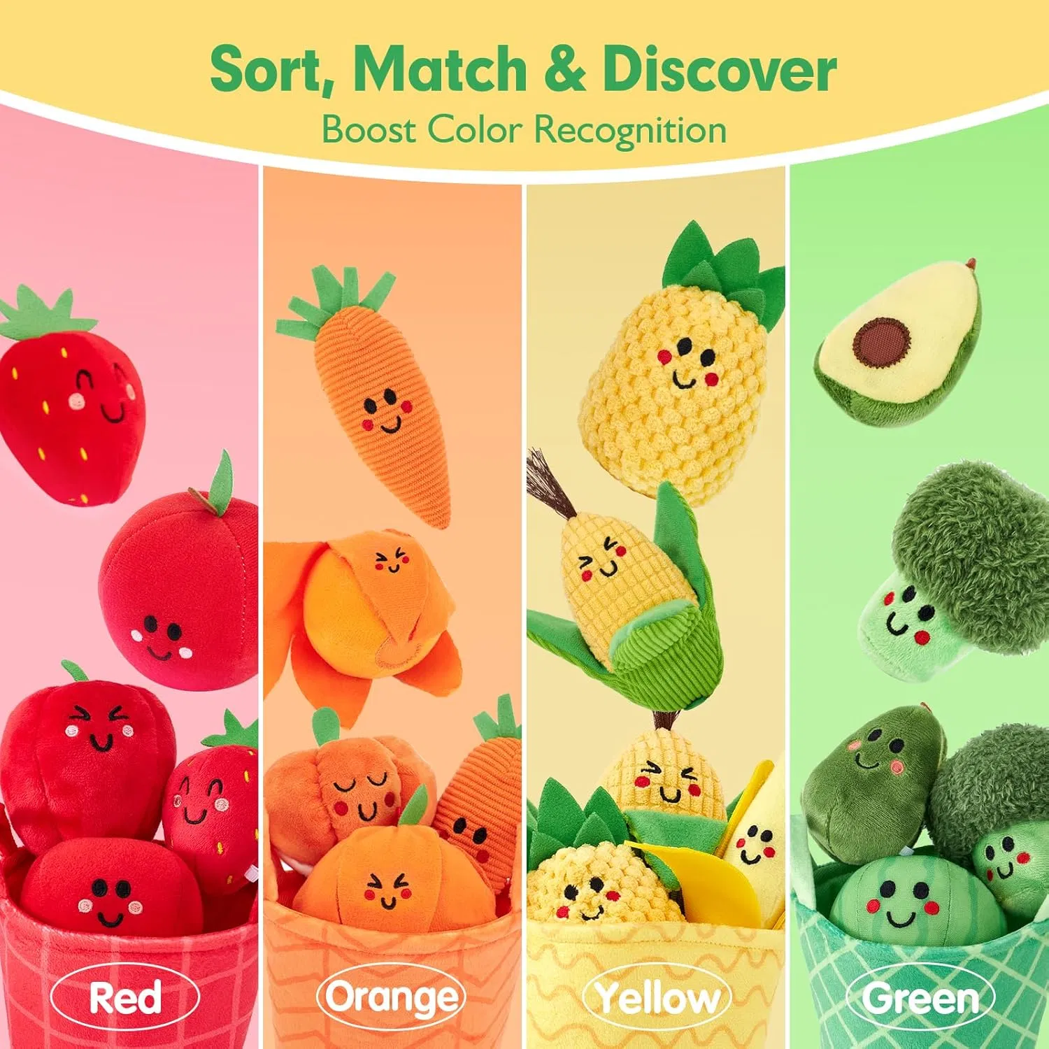 Juguetes de personajes de frutas y verduras de felpa adorables para niños