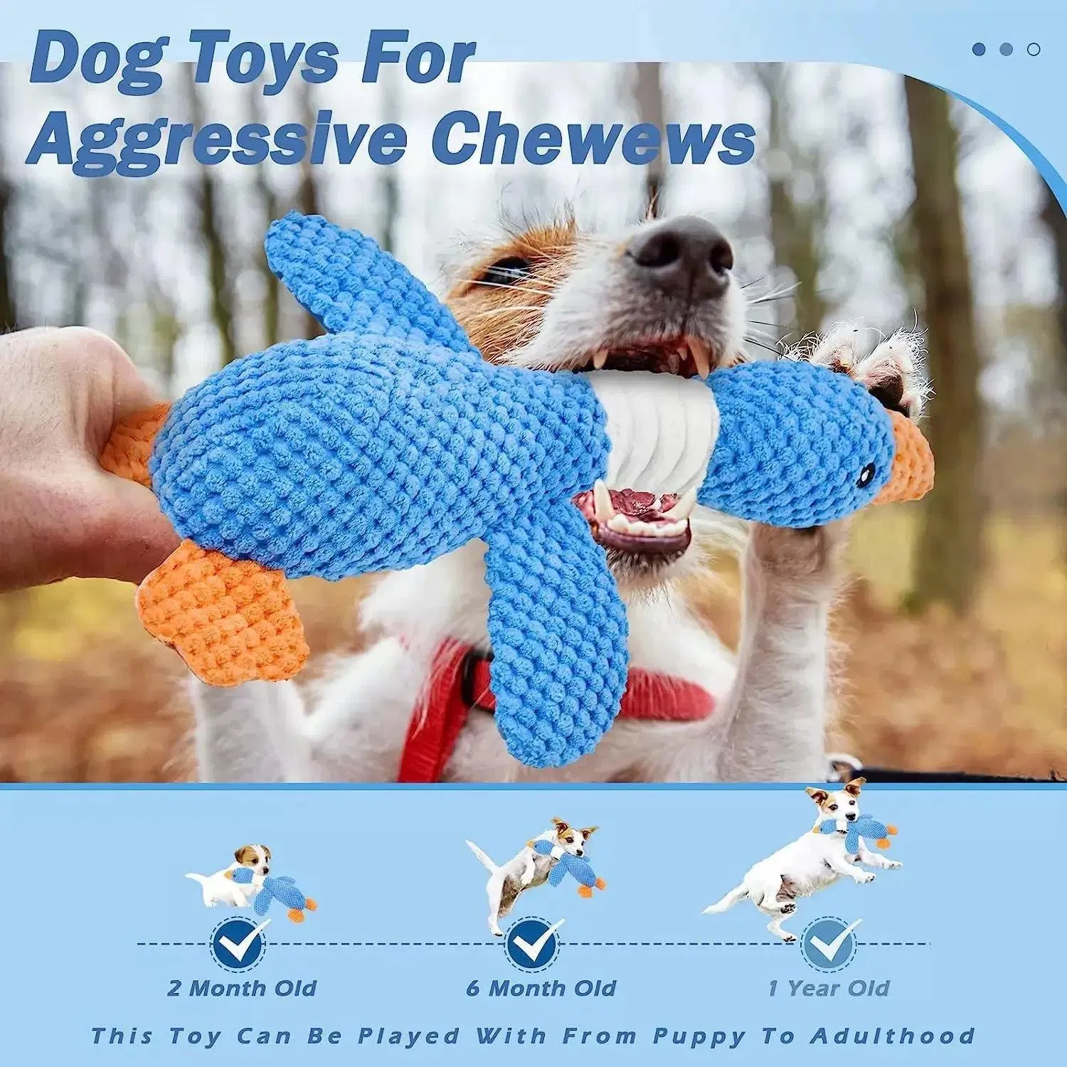 Juguetes para perros indestructibles para masticadores agresivos, ecológicos, pato de peluche crujiente y chirriante para razas pequeñas, medianas y grandes, cachorros