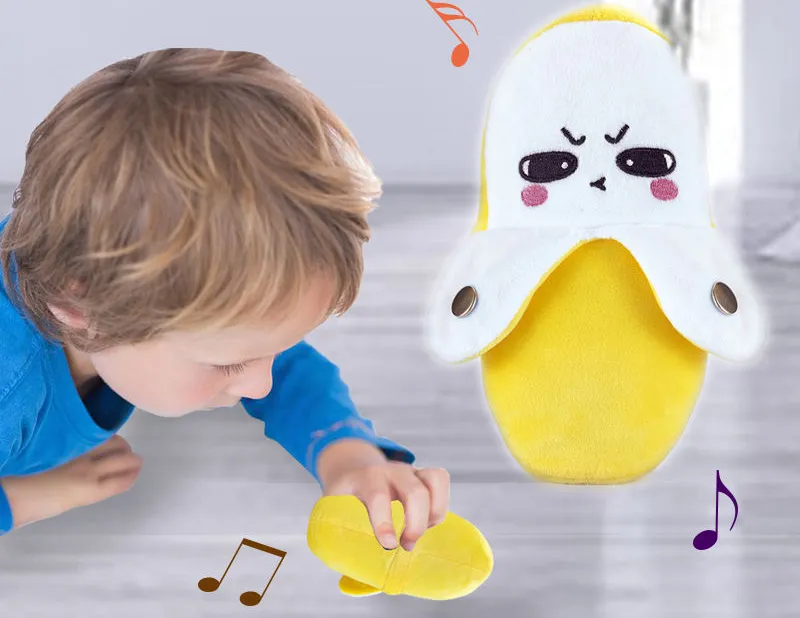 Juguetes de peluche de plátano musicales educativos para bebés