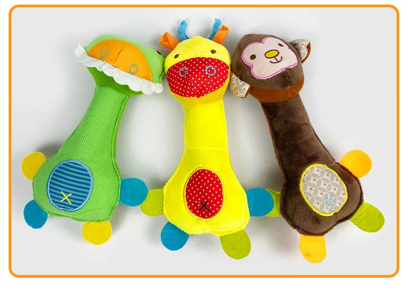 Juguetes para mascotas al por mayor, juguetes de peluche para perros, juguetes de gato de dibujos animados con sonido activado, juguetes educativos suaves y resistentes a mordidas