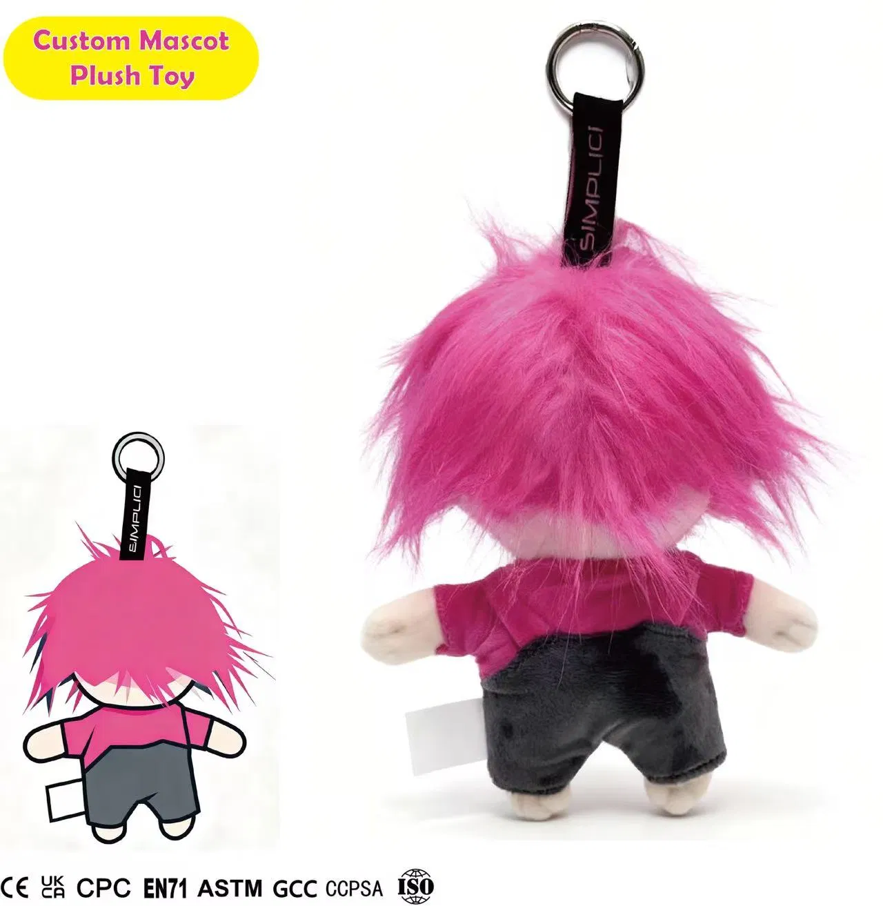 OEM ODM Juguete de peluche suave personalizado de alta calidad llavero mascota