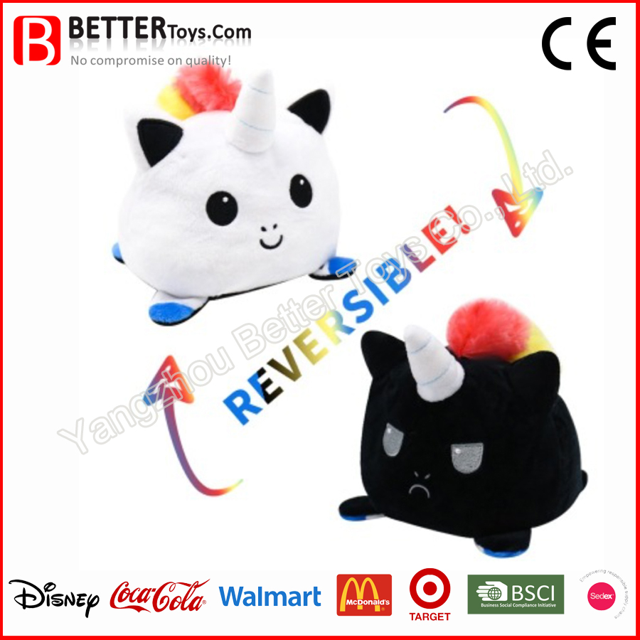 Juguete de peluche reversible de unicornio ASTM para niños, juguete suave para niños