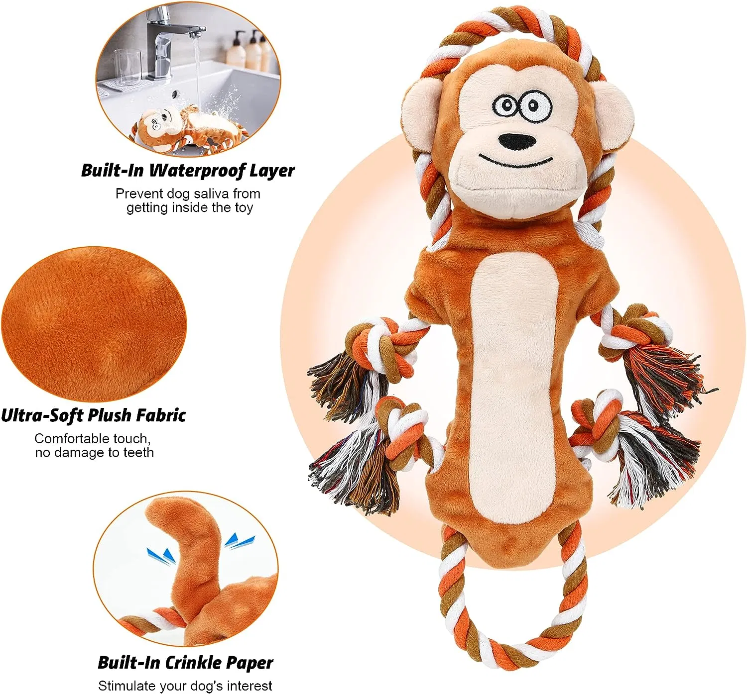 Juguete de peluche para perros grandes y agresivos, juguetes para perros indestructibles con sonido
