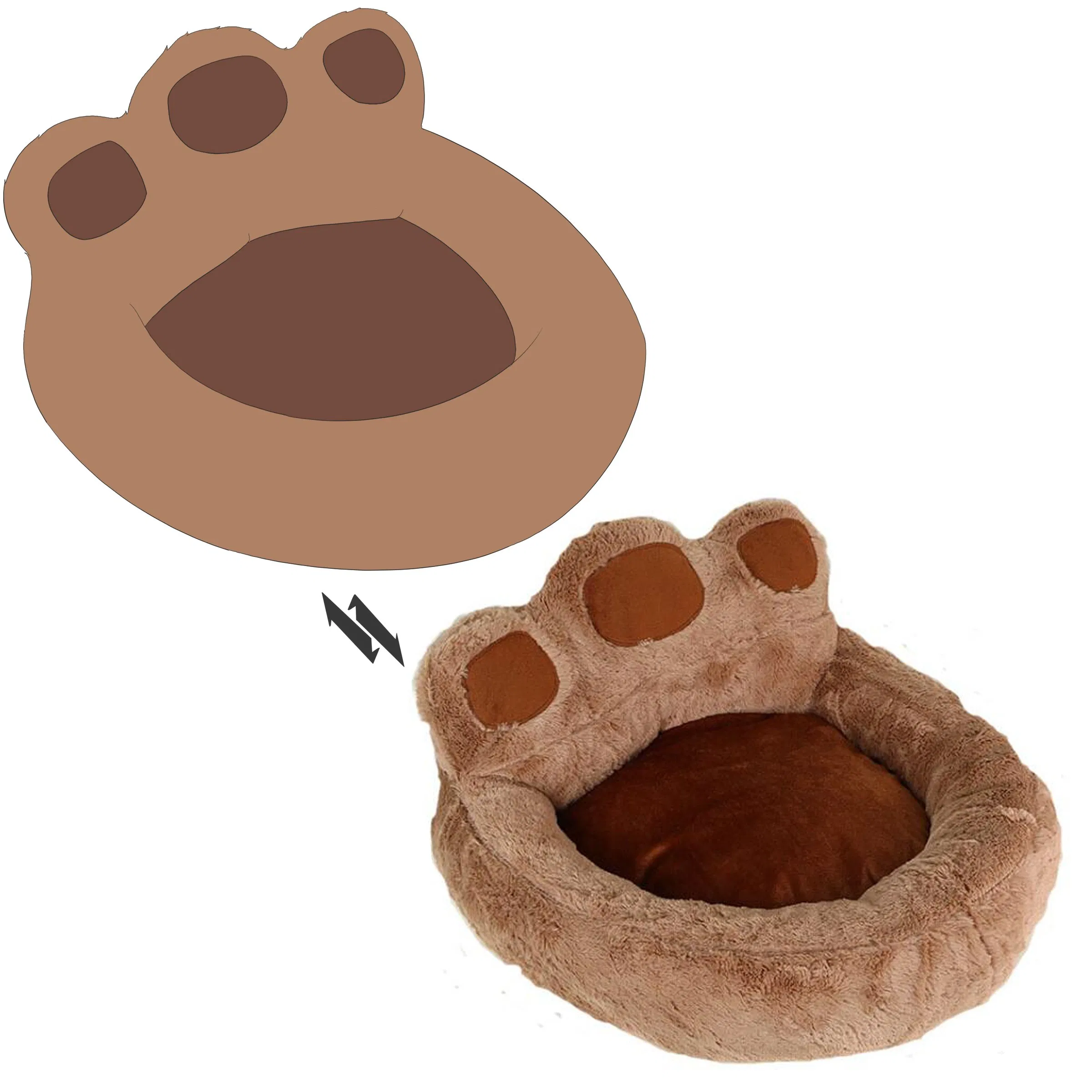 Cama para mascotas blanca de Factory Coffee, suave, con borde elevado, diseño de dona antiansiedad, logo bordado personalizado, juguete de peluche de dibujos animados