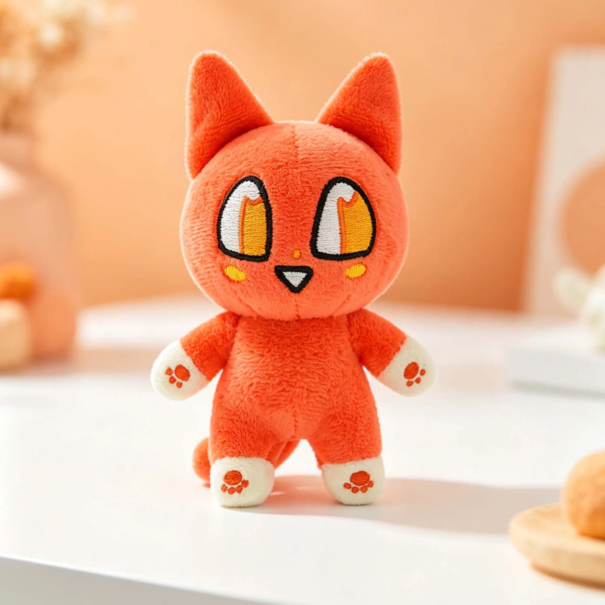 Llave de gato naranja lindo personalizada regalo decoración de bolsa para chicas mini juguete de peluche