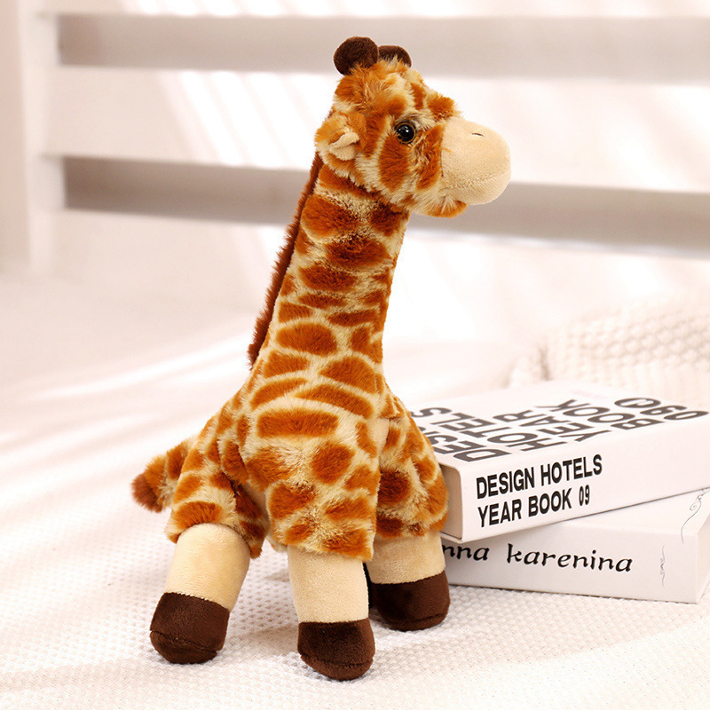 Precio mayorista de peluches personalizados diseño a medida muñecos de animales súper suaves juguetes promocionales de alta calidad simulación realista jirafa de peluche fábrica