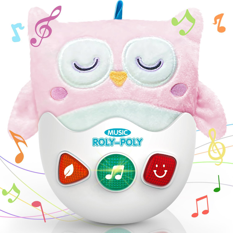 Juguete musical de búho de peluche sensorial Roly Poly para bebés