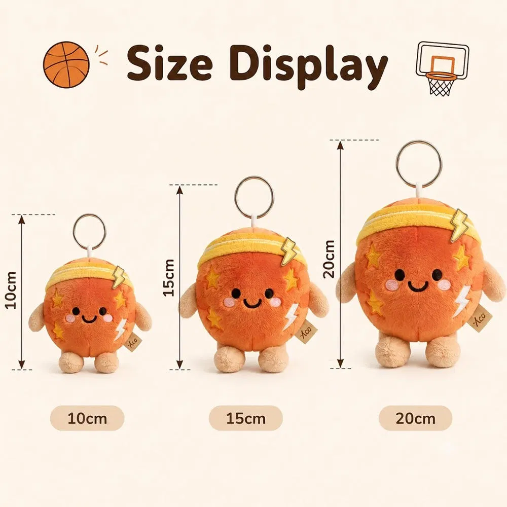 CE CPC OEM Juguete de baloncesto de felpa personalizado, lindo personaje de dibujos animados, llavero de peluche mini, encanto de bolsa rellena para regalo de vacaciones, bajo MOQ