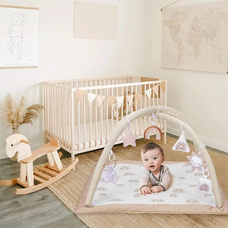 Alfombra de Juego de Actividad para Bebés Lavable con 6 Conjunto de Juguetes de Peluche Mini