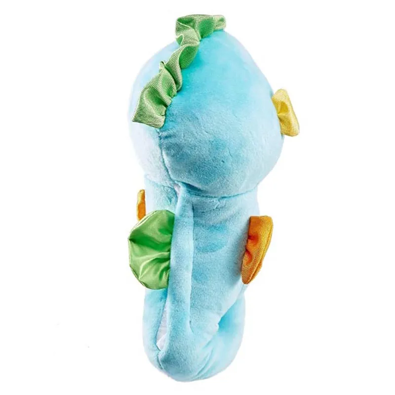 Juguete de peluche musical de caballito de mar azul claro personalizado para bebés en la guardería
