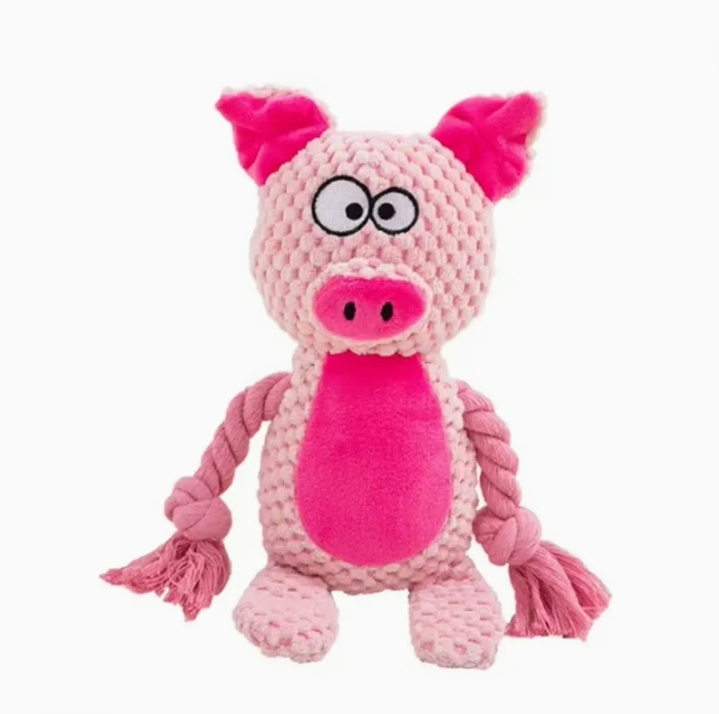 Juguetes de masticar de felpa ecológicos para perros con squeaker y cuerda