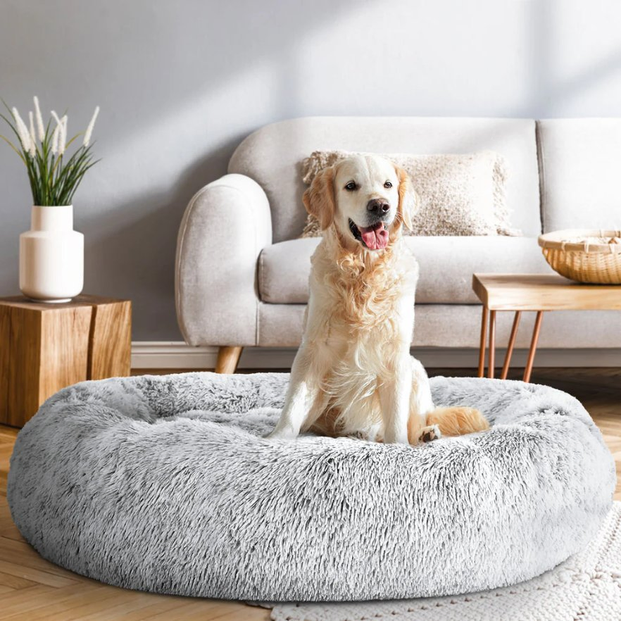 Precio mayorista fabricante OEM mercado de Yiwu sofá para perros personalizado removible lavable muebles para gatos cama de felpa redonda suave personalizada para mascotas fábrica