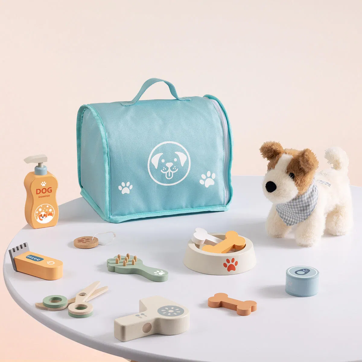 Conjunto de Cuidado de Mascotas de Madera y Peluche Montessori Juguetes Educativos Tempranos para Niños