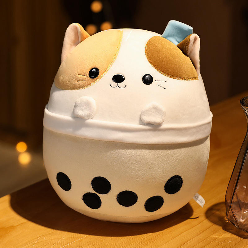 en Stock Mayorista 25cm Animal Oso Gato Tiburón Lindos Juguete de Peluche en Forma de Taza de Perla Burbuja Caricatura Té de Leche Boba Juguete de Peluche