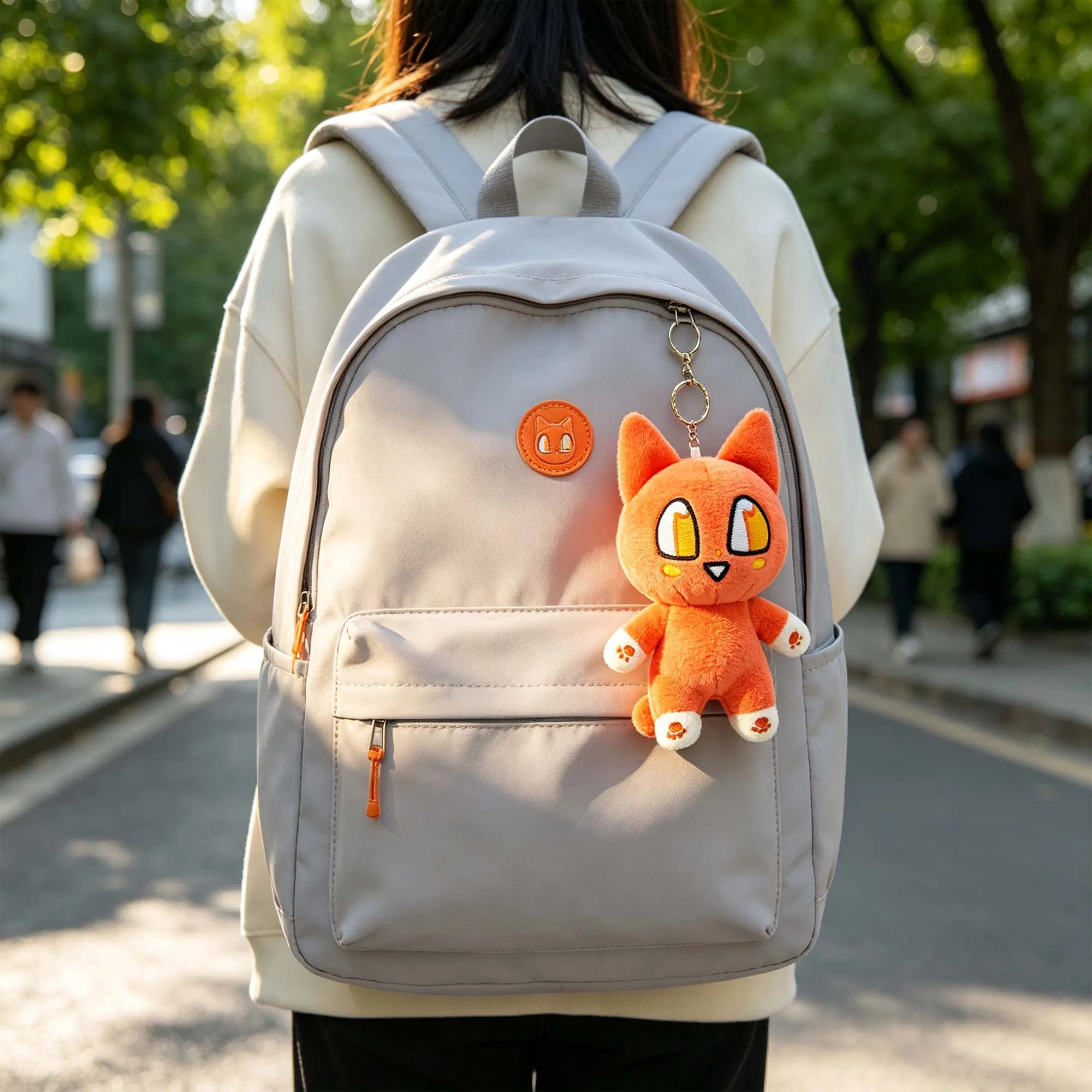 Llave de gato naranja lindo personalizada regalo decoración de bolsa para chicas mini juguete de peluche