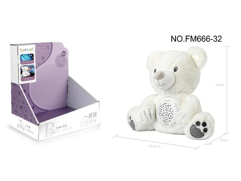 Osito de peluche suave para dormir, juguetes para niños, luz nocturna, juguete de proyección musical, proyector de cielo estrellado, hecho de algodón suave