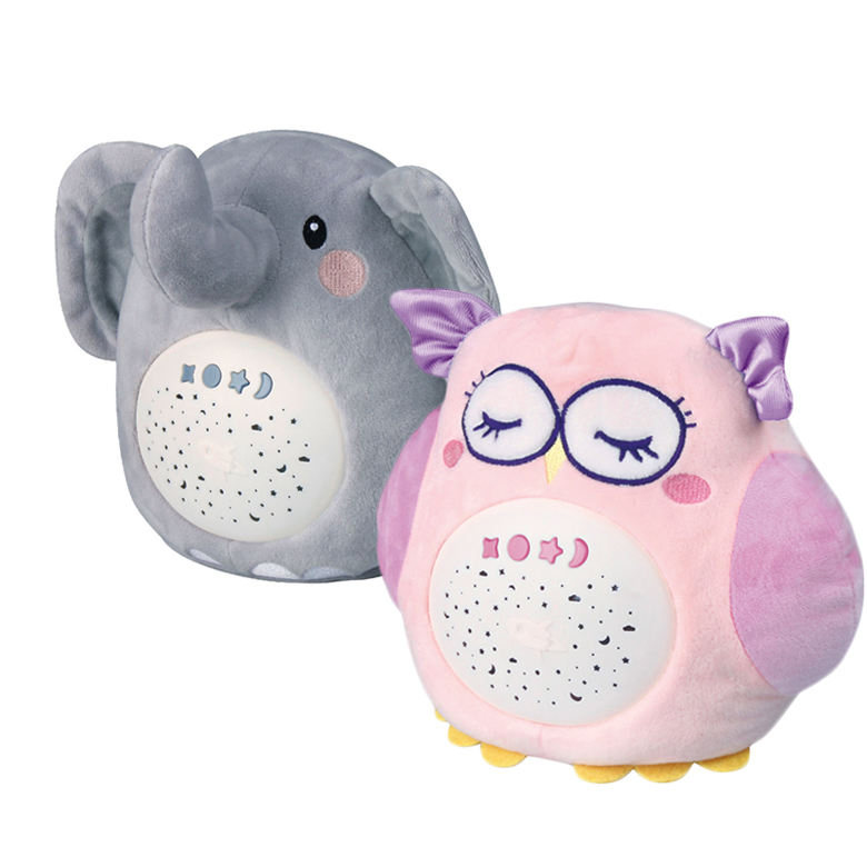 Muñeca de animal suave eléctrica musical para apaciguar y consolar a bebés, juguete de búho de felpa