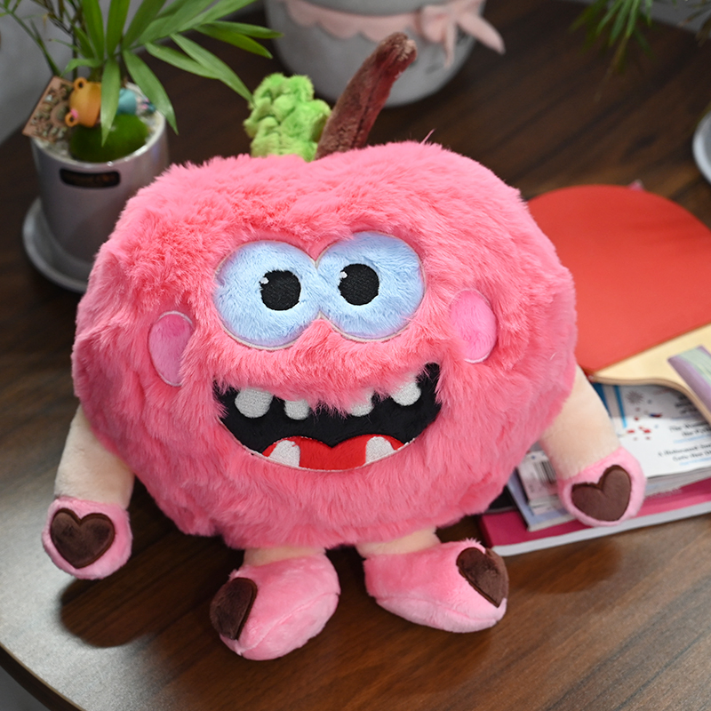 Juguete de peluche monstruo personalizado de OEM, juguete de peluche divertido y feo de manzana para Navidad, animal de peluche personalizado de mascota de empresa
